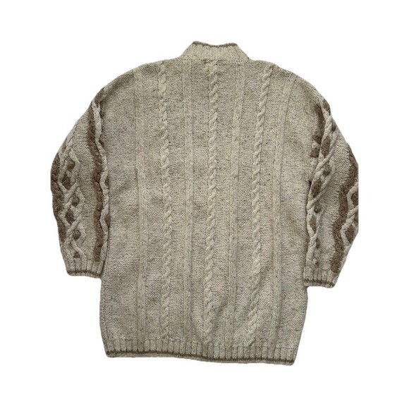 Vintage Moda Int’l Coogi Style Chunky Knit Oversized Sweater Large Tan Cream - Picture 2 of 7